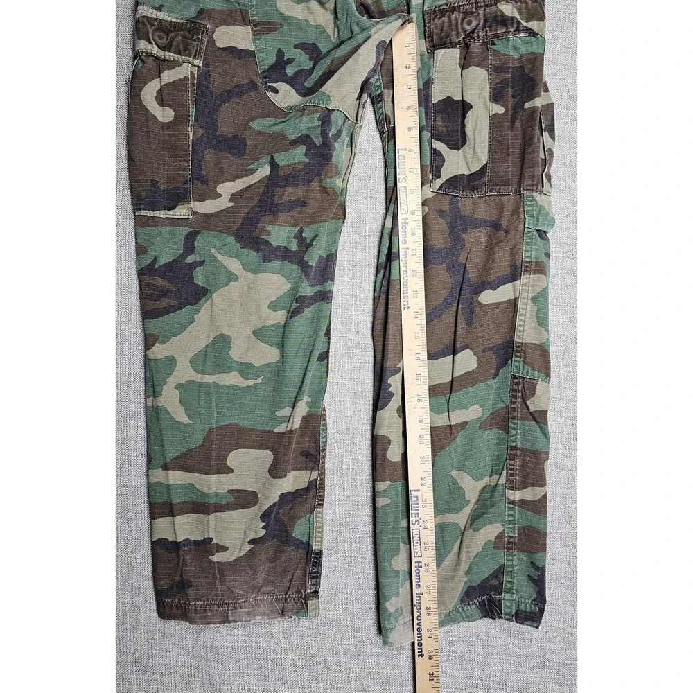 Camouflage Cargo Pants Mens 33x32 Green Ripstop Adjustable Military **FLAW**